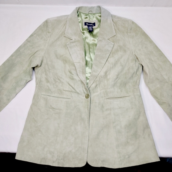 * Blazer womens large 100% leather with silky liner lapel collar pockets - Picture 4 of 11